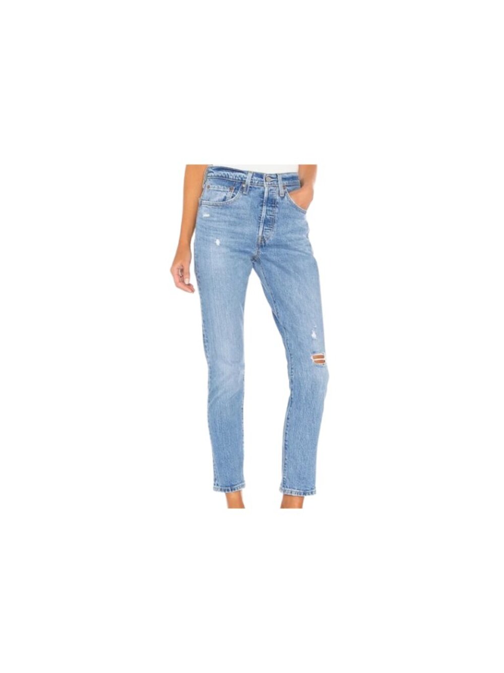 Vintage-Style Women’s Levi’s 501 Skinny Distressed Blue Jeans (Size 28) - EUC